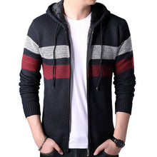 Load image into Gallery viewer, PUIMENTIUA  Sweater Coat Men 2019 Winter Thick Warm Hooded Cardigan Jumpers Men Striped Cashmere Wool Zipper Fleece Coats Men